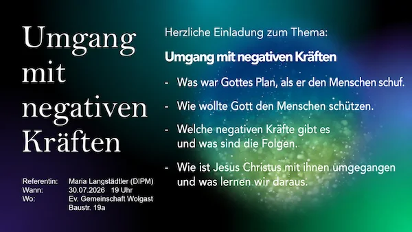 Vorschau zum verlinkten PDF-Flyer für den Themenabend zum Umgang mit Negativen Kräften am 30.07.2026